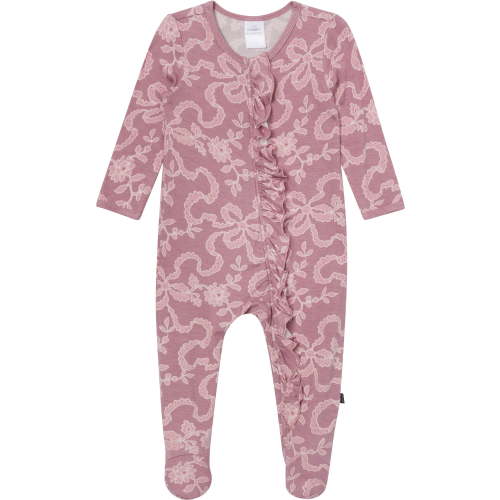 Modern Moments by Gerber Neutral Two-Way Zip Viscose Ruffled Sleep ´N Play Footed Pajamas, Sizes Newborn - 6/9 Months