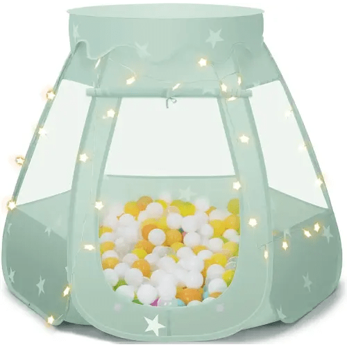 Baby Ball Pit for Toddler: with Star Lights - Pop Up Princess Play Tent for Kids - Indoor Outdoor Baby Girl Toys Birthday Gifts - NO Balls (Grayish Green Tent)