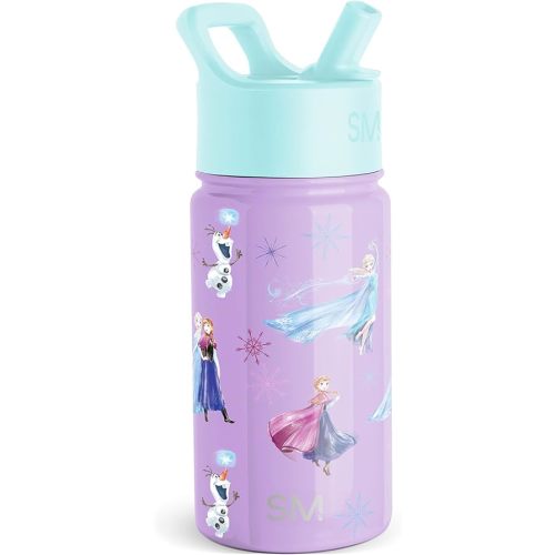 Simple Modern Kids Summit Water Bottle with Straw Lid | Disney Frozen 14oz Stainless Steel Cup Insulated Tumbler for Girls, School | Frozen Sisters
