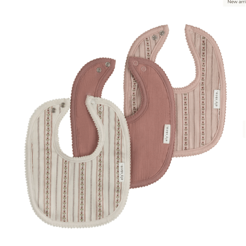 Baby Girl Muslin Bib 3-Pack | Jersey Cotton | Linear Tulip | Ely's & Co – Ely's & Co.