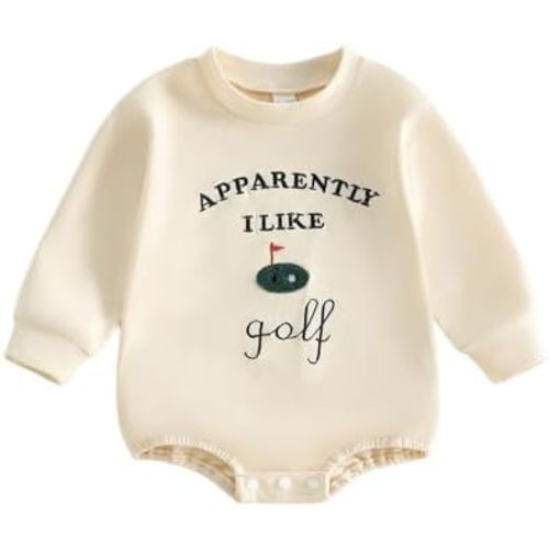PUHHAPIEY Baby Boy New To The Club Golf Sweatshirt Bubble Romper Onesie