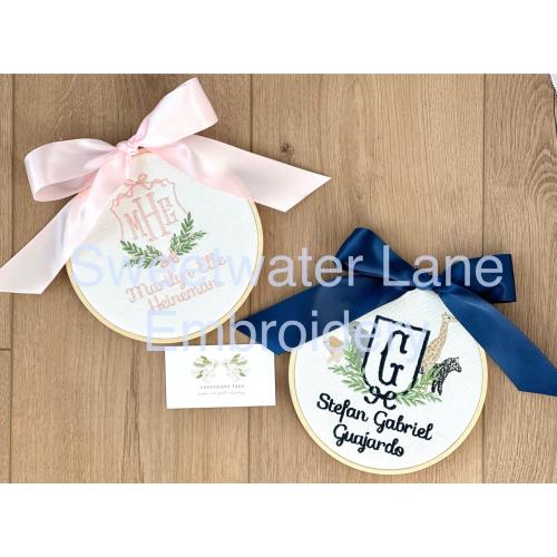 Mini Hooped Custom Baby Banner Announcement Welcome Sign, Hospital Door or Crib with Bow, Birth Announcement