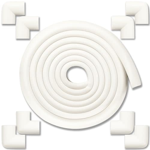 12ft (3.7M) Edge Corner Protector Baby Proofing with 8 Corners, Soft NBR Rubber Foam Corner Protectors Baby Proof, Furniture Corner Guard & Edge Safety, Edge Protector for Table and Fireplace