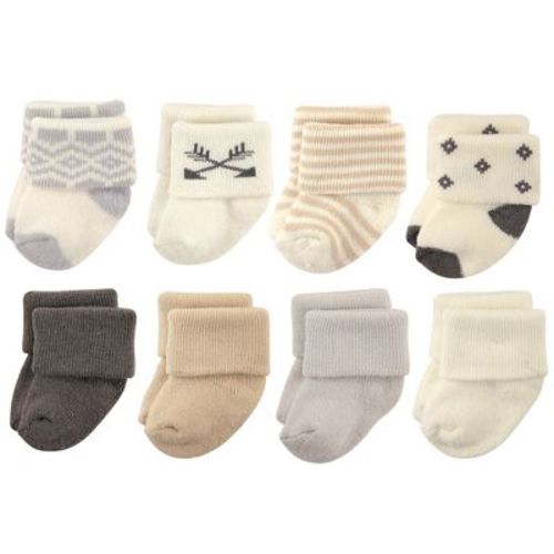 Hudson Baby Basics Infant Baby Cozy Terry Socks 8-Pack, Desert Geo, 0-6 Months