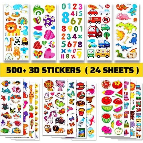 BEESTECH Stickers for Kids 2, 3, 4 Year Olds, Different Themes with Cars, Animals, Trucks, Dinosaur, Sticker Book for Kids 2-4 Included, Stickers for Toddlers, Boys, Girls with Gift Package