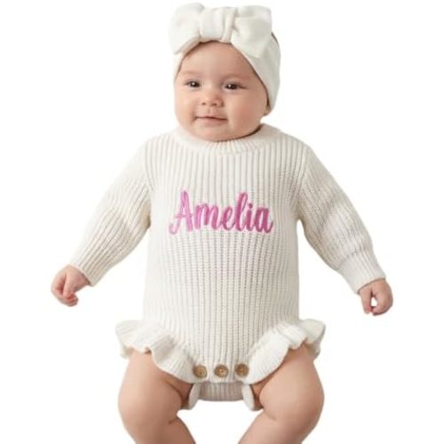 Custom Embroidered Baby Knit Romper
