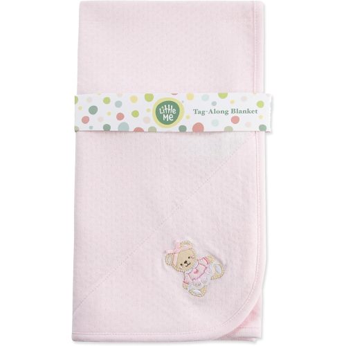 Little Me Unisex Baby Swaddling Receiving Blankets, Pink Sweet Bear, 30 x 27 Inches