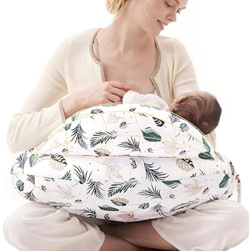 Momcozy Pioneering Safety Fence Nursing Pillow for Breastfeeding- Wider Feeding Pillows for More Support for Mom & Baby- Easier Nursing & Hand Free- Fit for All, Removable Cotton Cover