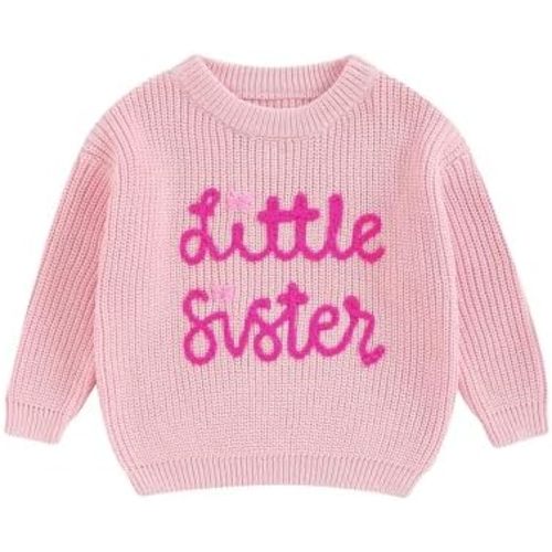 Suolongsama Big Sister Little Sister Matching Outfits, Toddler Baby Girl Knit Chunky Sweater Sweatshirt Warm Winter Clothes
