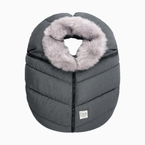 Car Seat Cocoon - Heather Grey Dark Faux Fur