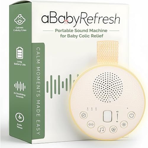 Colic Baby Relief White Noise Sound Machine - Rechargeable Sound Machine for Baby Gas Relief Newborn, Portable with Long Battery Life, 21 Soothing Sounds, Gentle Night Light & Auto Timer