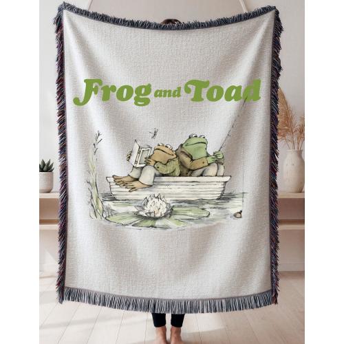 Frog and Toad Woven Blanket | Cottagecore Storybook Throw