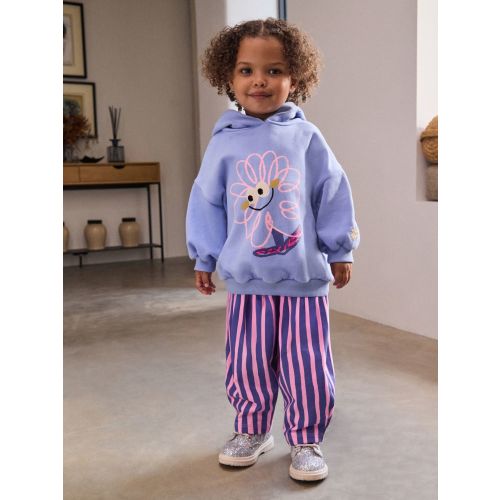 Purple Stripe Flower Hoodie & Barrel Leg Joggers Set (3mths-7yrs)