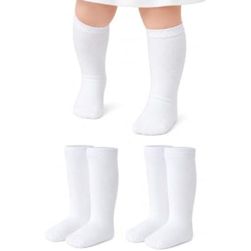 Baby Toddler Knee High Socks Seamless Solid Cotton Stockings 6-24 M 2 Pack