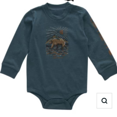 Infant Boys Long Sleeve Bear Bodysuit - Atlantic Deep Heather