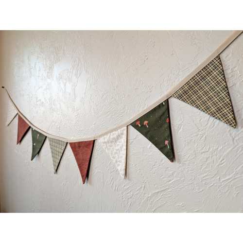 Woodland Bunting Banner/ Handmade Mushroom Nursery Decor/ Classic Pennant Banner/ Baby Gift/ Wall Art