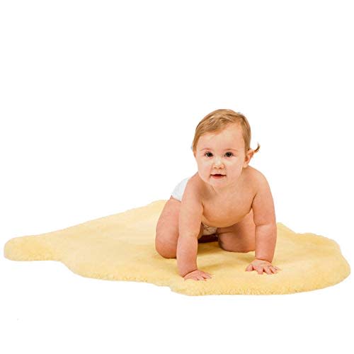 WaySoft Baby Sheepskin Rug, Oeko-TEX Certified, Safe & Natural Nursery Rug, 100% Genuine New Zealand Soft Fur Rug Baby Carpet