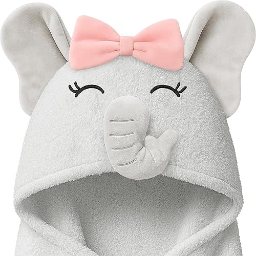 KeaBabies Organic Baby Towel with Hood for Girls, Boys - Soft, Absorbent, 100% Cotton Hooded Baby Towels for Newborns, Infants, Large Hooded Bath Towels for Babies, Kids, Toddler 1-3 (Ella)
