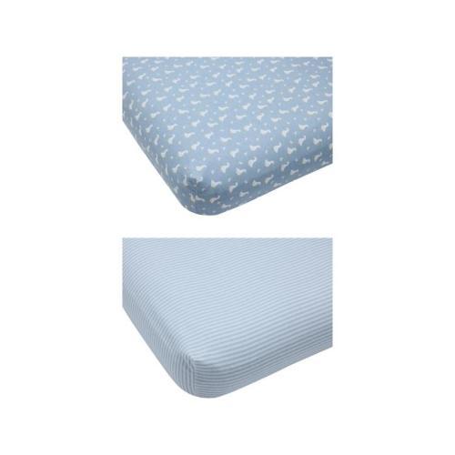 2 Pack Flannelette Cotton Fitted Cot Sheets - Geese and Stripe