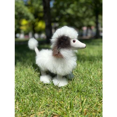 Alpaca Fur Poodle Plush Toy: Soft White Dog Stuffed Animal