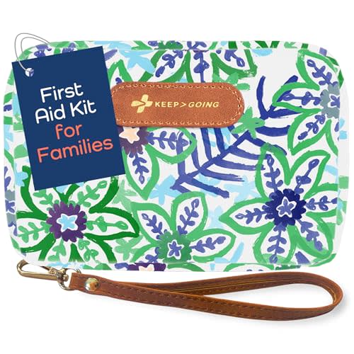 KeepGoing Travel First Aid Kit for Kids – 130 Pc. for Car, Home, Purse, Diaper Bag & Backpack with Latex-Free Bandages - Mini First Aid Kit Travel Size TSA-Approved