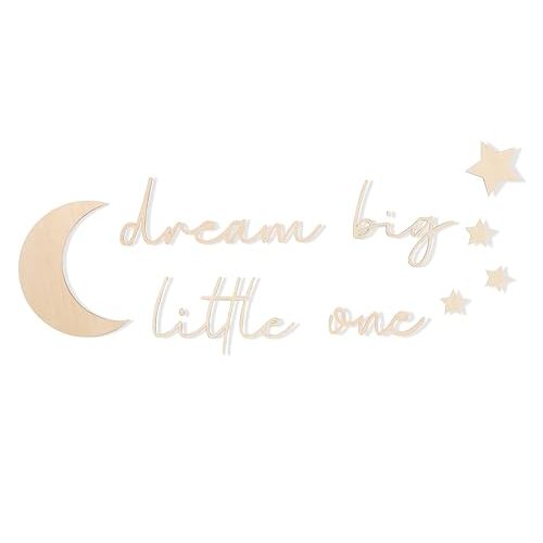 Lettering Wood Dream big little one - Plywood Words Sign For Decoration, Children's Room Saying Quote, Nursery Wall Art, Wooden Word Text Art (Dream big little one)