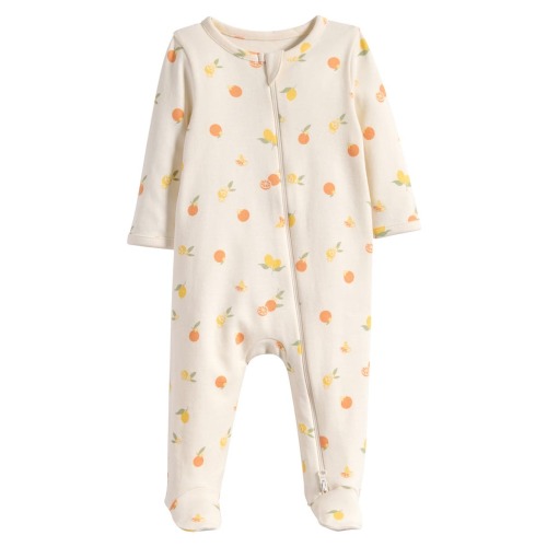 Ivory Egret Citrus 9M Footie Romper