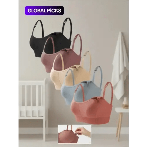 5pcs/7pcs Seamless Nursing Bra Set, Adjustable Straps, Comfortable Sleeveless Design, Ideal for Pregnant Women & Breastfeeding Moms, Pregnancy Maternity Bra - TikTok Shop