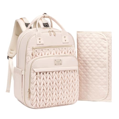 Tealari Diaper Bag Backpack,Stylish Baby Diaper Bag,Waterproof Travel Diaper Backpacks Baby Bags with Changing Pad,Stroller Straps,Insulated Pockets (Beige)