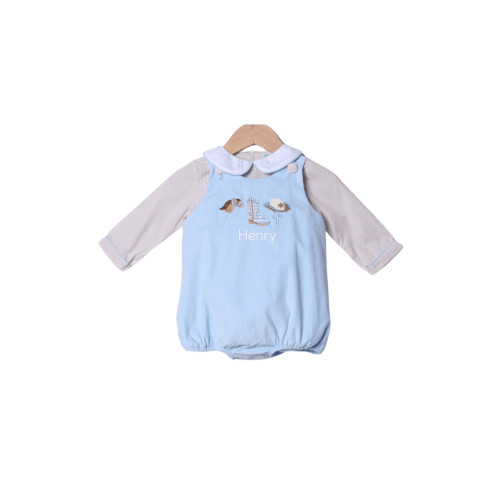 Cowboy Blue Long Sleeve Corduroy Bubble Set
