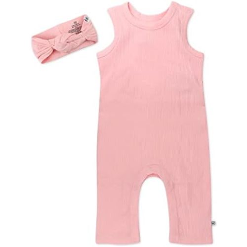 HonestBaby baby-girls Rib Romper and Headband Organic Cotton