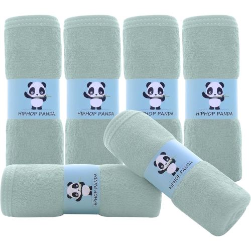 HIPHOP PANDA Baby Washcloths, Rayon Made from Bamboo - 2 Layer Ultra Soft Absorbent Newborn Bath Face Towel - Reusable Baby Wipes for Delicate Skin - Green, 6 Pack