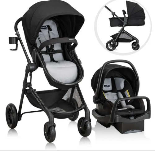 Evenflo Pivot Modular Travel System with LiteMax Infant Car Seat - Oxford Black
