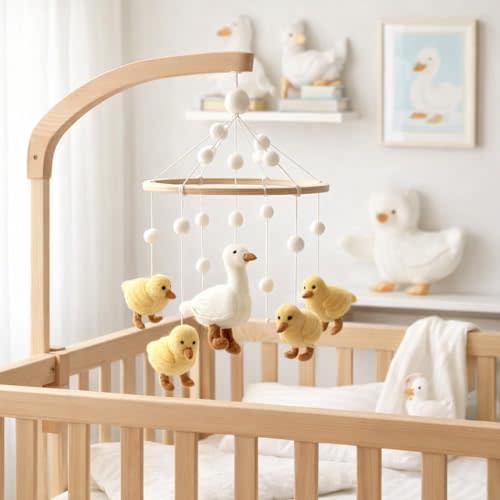 Handmade Felt Call Duck Nursery Mobile, Call Duck Crib Mobile for Boys & Girls, Boho Nursery Decor, Natural Wool Call Duck Hanging Mobile, Unique Baby Shower Gift, Fair Trade & Handcrafted in Nepal