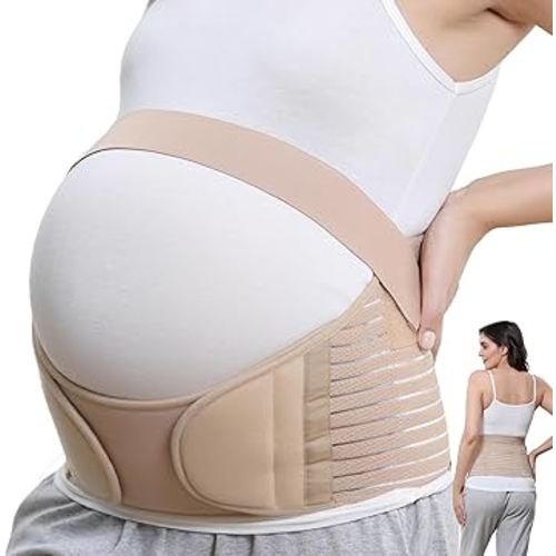 NeoTech Care Pregnancy Belly Band, Maternity Belt Support for Back, Abdomen & Pelvis | Pregnancy Must Have for Pregnant Women (Size L, Beige Color)
