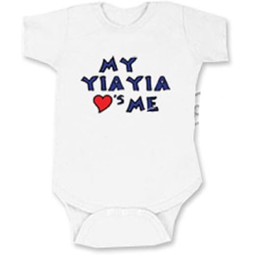 Infant Greek My Yiayia Loves Me Onesie/Romper (White, 6 Months)