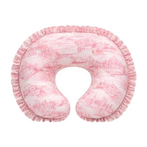 Pink Toile Ruffle Nursing Pillow Cover Breastfeeding Pillow Cover for Baby Girls Baby Shower Gift Neutral Baby Pillow U Shape