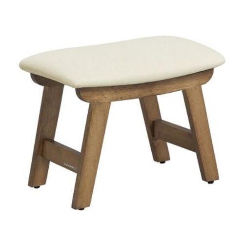SONGMICS Foot Stool Ottoman, Padded Foot Rest Under Desk with Solid Wood Frame, Removable Cover, Summer Sand and Brown