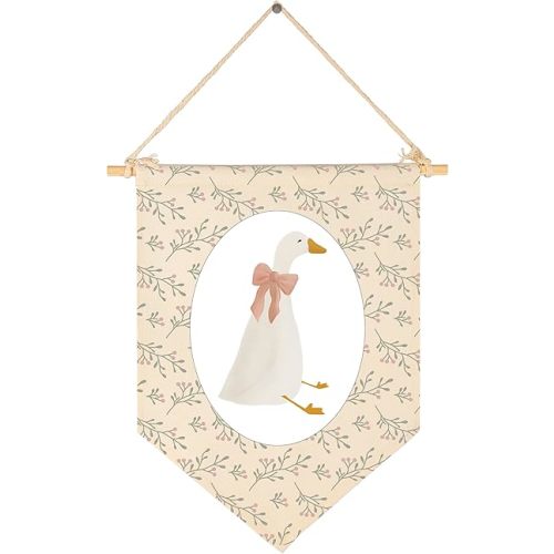 Nursery Baby Room Above Crib Reading Room Door Decoration-Baby,Shower,Birthday Christmas Gift for Girl Kid Teen-Canvas Hanging Flag Banner Pennant Wall Sign Decor-Silly Goose Theme