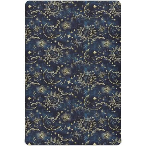 Vintage Sun Stars Moon Sky Print Crib Sheet Celestial Mattress Cover for Boys Girls 52" x 28" Baby Bed Sheet for Nursery Decor