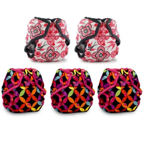 Kanga Care Rumparooz Reusable Cloth Diaper Covers One Size for Fitted Diapers and Prefolds with Leg Double Gusset (5pk) - Girl Prints