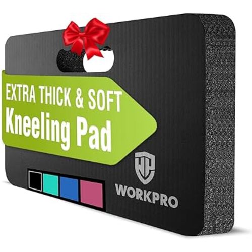 WORKPRO Extra Thick Kneeling Pad, Soft Foam Cushioning for Knee, Large Foam Kneeler Mat for Gardening, Bathing Baby, Workout Supplies, 17.5 x 11 x 1.5 in, Black