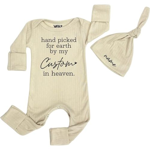 Hand Picked for Earth by My Grandma in Heaven Newborn Bodysuit and Hat Custom Coming Home Outfit
