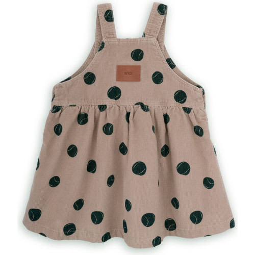 Elena Cotton Corduroy Tennis Balls Print Adjustable Strap Pinafore Dress, Beige - Knot | Maisonette