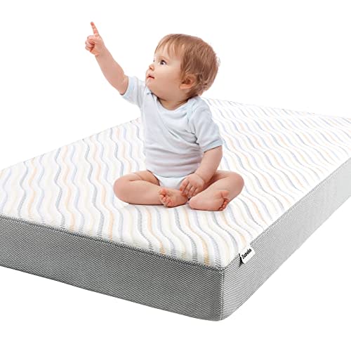 BABELIO Biobased Crib & Toddler Mattress Dual-Sided CertiPUR-US & USDA Certified Crib Mattress Washable Mattress Cover & Waterproof Layer, 52"x27.5"x5"