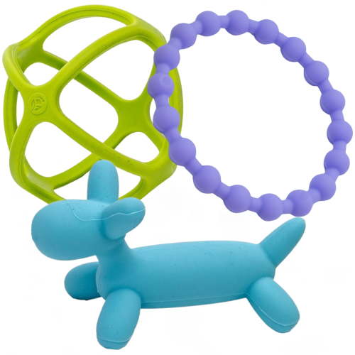 WeeSprout, Teethers for Baby, Purple Silicone Set of 3, Soft Gums