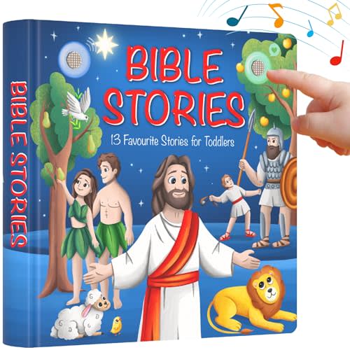 LEARNING BUGS Christian Bible Stories – 13 Stories and Prayers for Little Ones, Musical Books for Toddlers, 28-Button Bible Story Book, Musical Toys for Toddlers 1-3