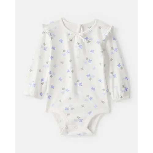 Baby Girl Butterfly Print Long-Sleeve Bodysuit - Ivory - OshKosh B'gosh | Carter's