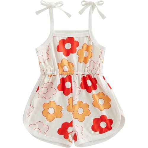 WZTYYDS Toddler Baby Girl Summer Clothes Floral Romper Tie-Up Strap Halter Jumpsuit Infant Summer Sling Playsuit 6M-3T