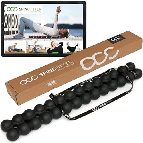 SPINEFITTER by SISSEL | Massage Device for Back & Balance | Back Trainer Relieves Tension & Blockages | Ideal for Pilates and Yoga | for Relaxation of The Spine | for Home & Professional (Black)